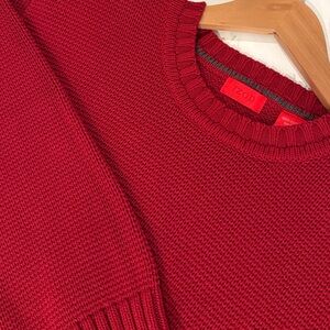 Vintage Izod Men’s Red Cotton Knit Crewneck Sweater Classic Preppy Size L